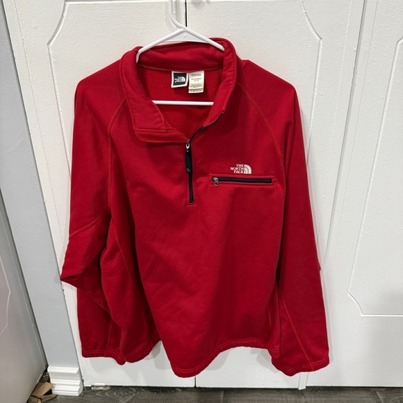 The North Face Red 1/4 Zip Ultrawick Embroidered Jacket - Picture 1 of 10